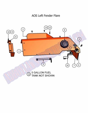 07AOSLFF Bad Boy Mowers Part - 2007 AOS LEFT FENDER FLARE