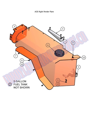 07AOSRFF Bad Boy Mowers Part - 2007 AOS RIGHT FENDER FLARE