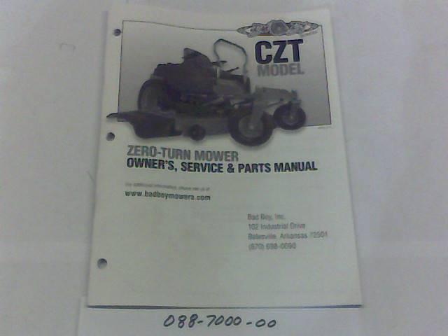 088700000 Bad Boy Mowers Part - 088-7000-00 - 2012 CZT Owner's Manual