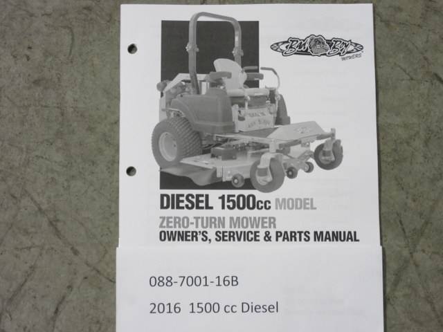 088700116B Bad Boy Mowers Part - 088-7001-16B - 2016 1500cc Diesel Owner's Manual