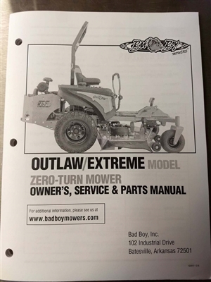 088700317 Bad Boy Mowers Part - 088-7003-17 - 2017 Outlaw & Outlaw Extreme Owner's Manual