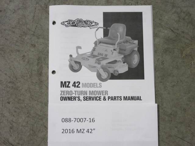 088700716 Bad Boy Mowers Part - 088-7007-16 - 2016 MZ 42" Owner's Manual