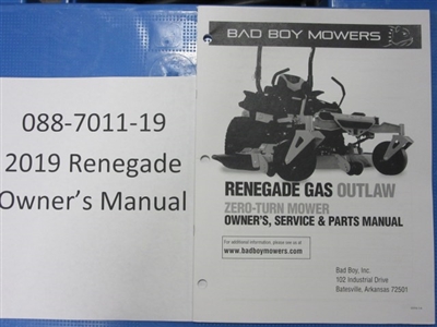 088701119 Bad Boy Mowers Part - 088-7011-19 - 2019 Renegade Owner's Manual