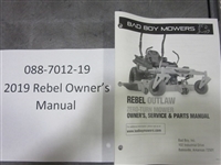 088701219 Bad Boy Mowers Part - 088-7012-19 - 2019 Rebel Owner's Manual