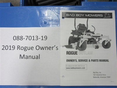 088701319 Bad Boy Mowers Part - 088-7013-19 - 2019 Rogue Owner's Manual