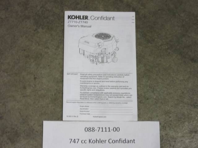 088711100 Bad Boy Mowers Part - 088-7111-00 - 747 cc Kohler Confidant 2014 Manual