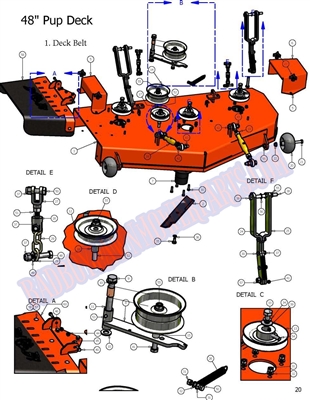 08PUP48DK Bad Boy Mowers Part - 2008 PUP & LIGHTNING 48 DECK ASSEMBLY