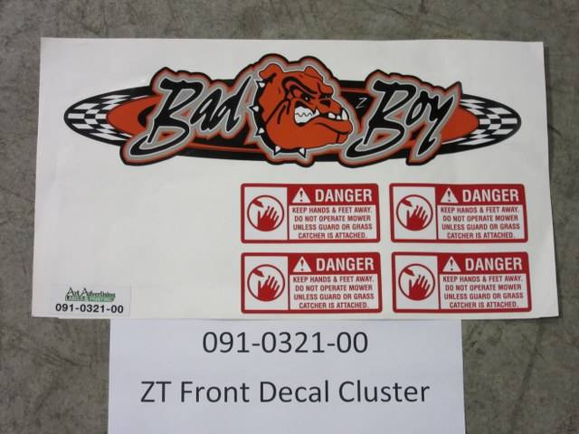 091032100 Bad Boy Mowers Part - 091-0321-00 - ZT Front Decal Cluster