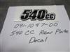 091104700 Bad Boy Mowers Part - 091-1047-00 - 540cc Rear Plate Decal