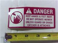 091301200 Bad Boy Mowers Part - 091-3012-00 - Danger Decal-Spindle/Discharge