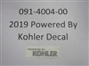 091400400 Bad Boy Mowers Part - 091-4004-00 - 2019 Powered By Kohler Decal