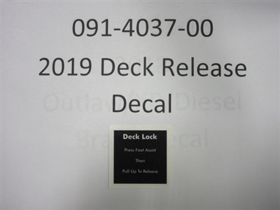 091403700 Bad Boy Mowers Part - 091-4037-00 - 2019 Deck Release Decal