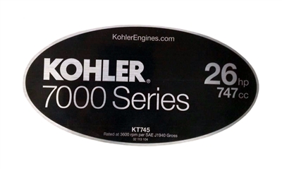 091500000 Bad Boy Mowers Part - 091-5000-00 - Kohler 26 HP Cover Decal/KT745 FILTER DECAL