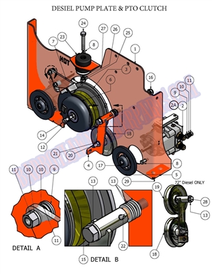 09DIEPPP Bad Boy Mowers Part 2009 DIESEL PUMP PLATE & PTO CLUTCH