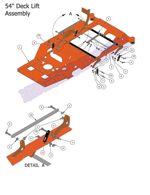 15MZMAGDKLFT54 Bad Boy Mowers Part 2015 MZ MAGNUM DECK LIFT 54" ASSEMBLY