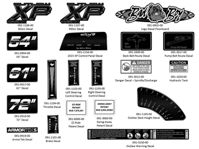 15OUTXPDECAL Bad Boy Mowers Part 2015 OUTLAW XP DECALS