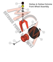 16OUTEXFRTWHEEL Bad Boy Mowers Part 2016 OUTLAW & EXTREME OUTLAW FRONT WHEEL ASSEMBLY