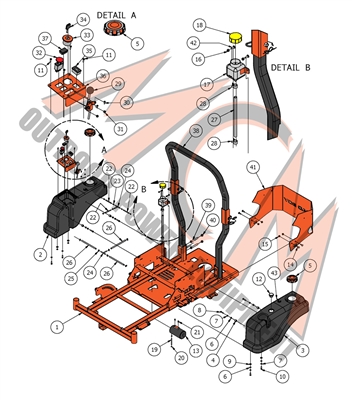 17COMOUTFRFUEL Bad Boy Mowers Part 2017 COMPACT OUTLAW FRAME & FUEL TANK ASSEMBLIES