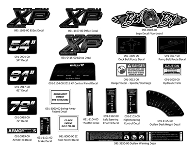 17OUTXPDECAL Bad Boy Mowers Part 2017 OUTLAW XP DECALS