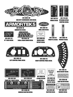 181100DIEDEC Bad Boy Mowers Part 2018 DIESEL 1100 DECALS