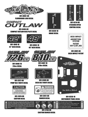 19COMOUTDECALS Bad Boy Mowers Part 2018 COMPACT OUTLAW DECALS