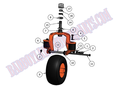 2011LPFRTWHLSUSP Bad Boy Mowers Part 2011 LIGHTNING & PUP FRONT WHEEL WITH SUSPENSION ASSEMBLY