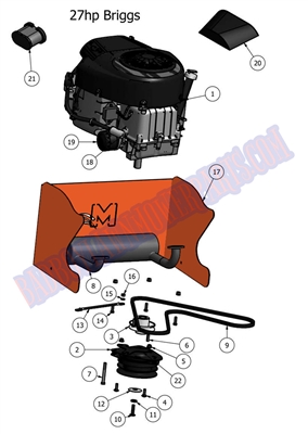 2011MZ27HPB Bad Boy Mowers Part 2011 MZ ENGINE (27Hp Briggs) ASSEMBLY