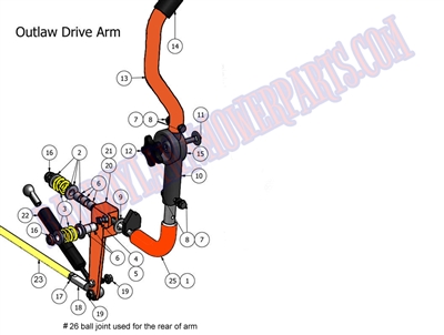 2011OLDA Bad Boy Mowers Part 2011 OUTLAW DRIVE ARM ASSEMBLY