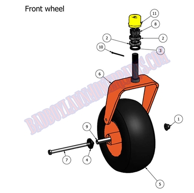 2011OLFRTWHL Bad Boy Mowers Part 2011 OUTLAW FRONT WHEEL ASSEMBLY