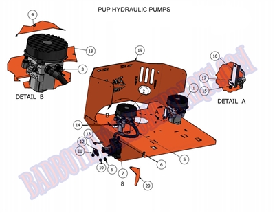 2011PHYPMP Bad Boy Mowers Part 2011 LIGHTNING & PUP HYDRO PUMPS - (PUP Models) ASSEMBLY