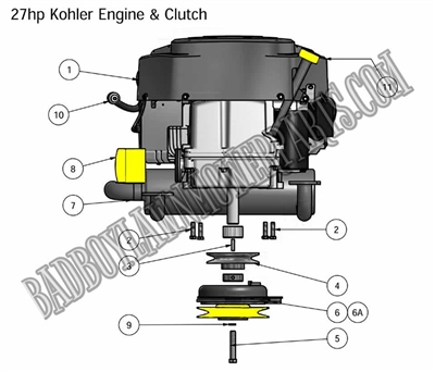 2011ZT27KO Bad Boy Mowers Part 2011 ZT ENGINE (27Hp Kohler) ASSEMBLY