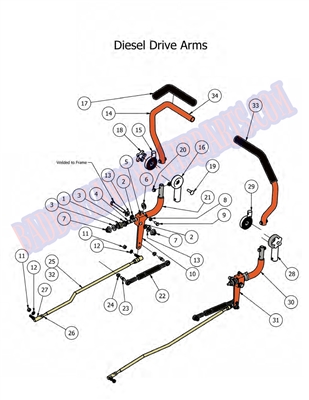2012DDAASSY Bad Boy Mowers Part 2012 DIESEL DRIVE ARM ASSEMBLY