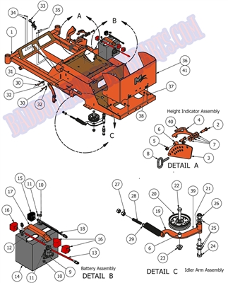 2012MZBTIDLR Bad Boy Mowers Part 2012 MZ BATTERY & IDLER ARM