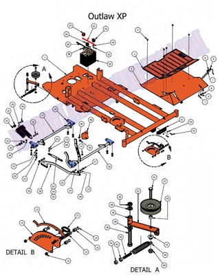 2012OLXPFRMDKLFT Bad Boy Mowers Part 2012 OUTLAW XP FRAME & DECK LIFT ASSEMBLY