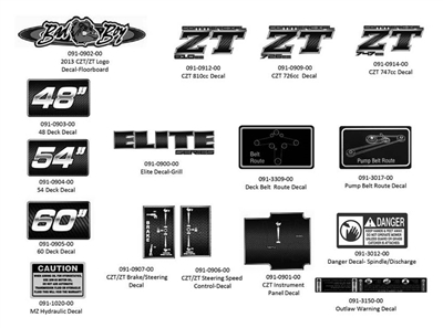 2014CZTEDECAL Bad Boy Mowers Part 2014 CZT ELITE DECALS