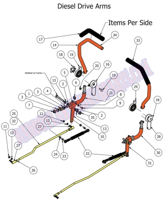2014DDAASSY Bad Boy Mowers Part 2014 DIESEL DRIVE ARM ASSEMBLY