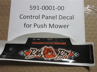 591000100 Bad Boy Mowers Part - 591-0001-00 - Control Panel Decal for Push Mower