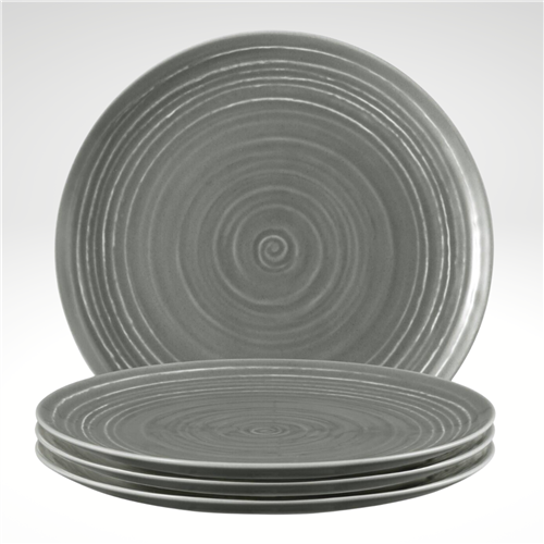 Terra Plate 8.8 Inch, Grey, Set of 4