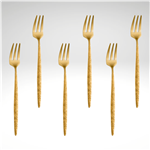 "Juntos" Three-prong Fork, Gold (6pcs), 5.3" L