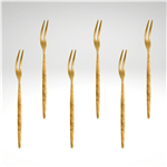 "Juntos" Two-prong Fork, Gold (6pcs), 5.4" L