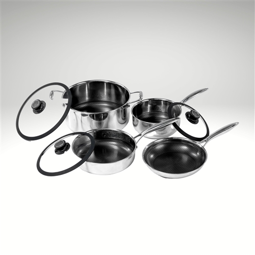 7 Piece Aluminum Non-Stick Dishwasher Safe Cookware Set, Pots and Pans, Black