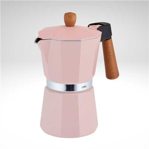 "Legno" Espresso Maker, Pink, 7.5" H
