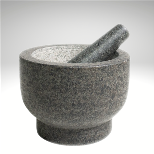 Cilio by Frieling, Goliath Natural Granite Mortar and Pestle Set, 5in Tall, Gray