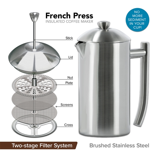 Frieling 44 oz Brushed Stainless Steel French Press