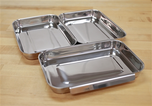 HULISEN Breading Trays Set of 3, Large Stainless Steel Breading Pans for  Dredging Chicken Breasts and Marinating Meat, Interlocking Food Prep Trays