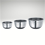 Image of the Kuchenprofi stainless steel non slip mixing bowl complete set, all three sizes.