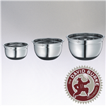 Image of the Kuchenprofi stainless steel non slip mixing bowl complete set, all three sizes.