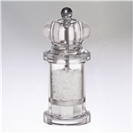 Beautiful mini acrylic pepper mill with chrome accents.