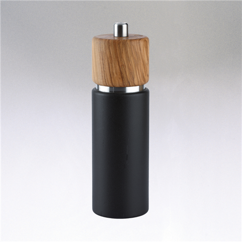 "Hannover" Matte black w/ Olive wood Salt Mill, 7"