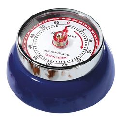 Adorable retro style kitchen timer in the shade, navy blue. Super strong magnetic back, classic red markings, and turn dial to set the time up to 60 minutes.